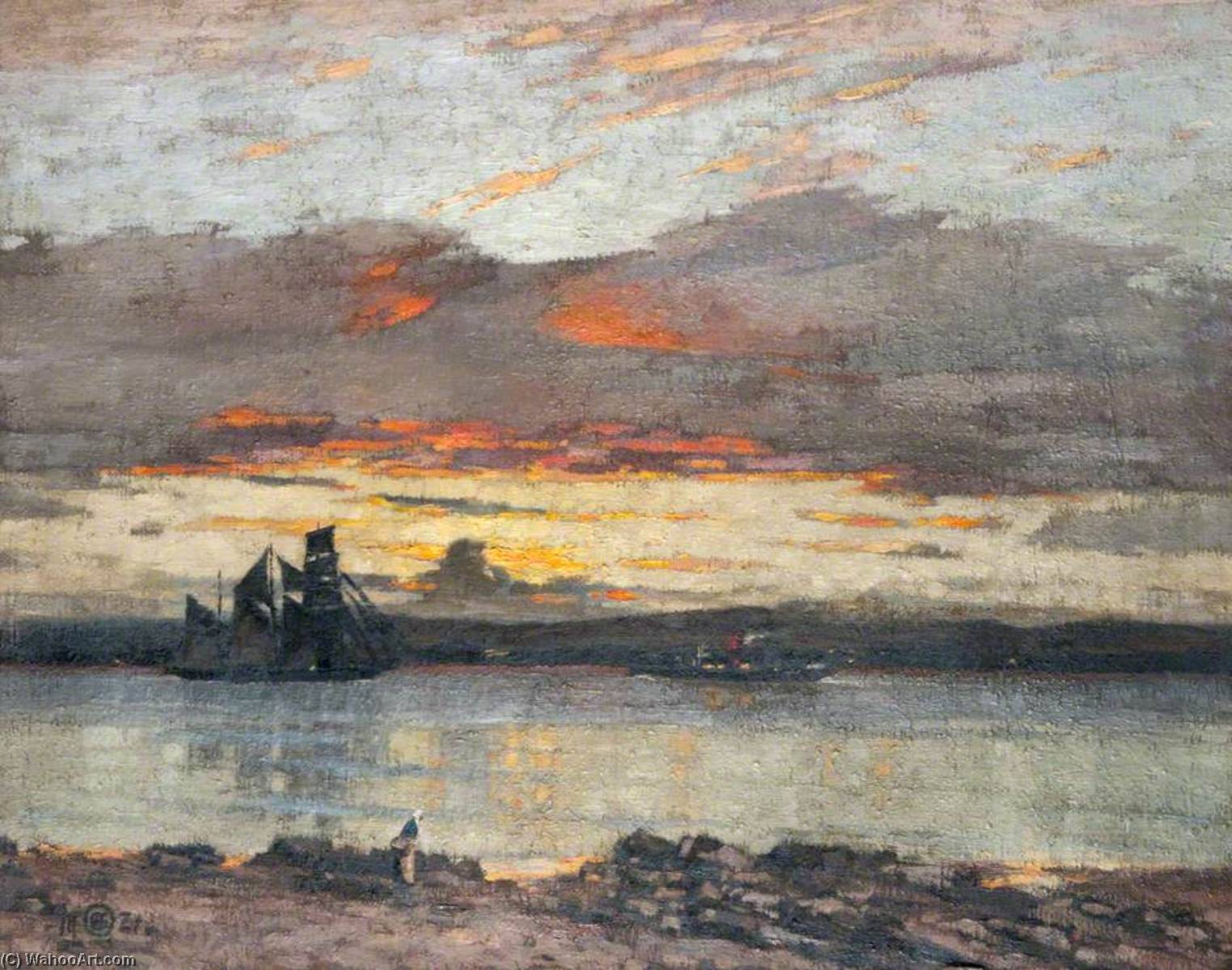 Wikioo.org - The Encyclopedia of Fine Arts - Painting, Artwork by Alec Grieve - Sunset on the Tay