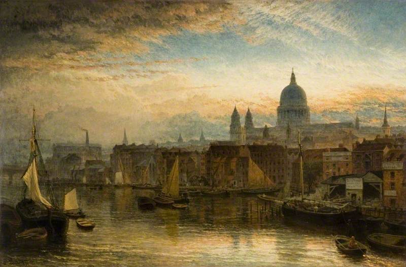 Wikioo.org - The Encyclopedia of Fine Arts - Painting, Artwork by Henry Thomas Dawson - St Paul's from the River Thames