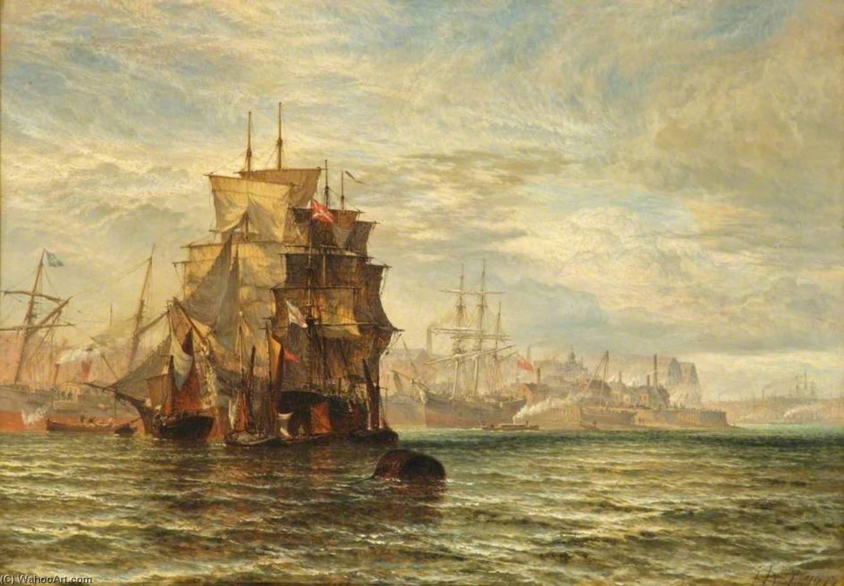 Wikioo.org - The Encyclopedia of Fine Arts - Painting, Artwork by Henry Thomas Dawson - The Thames from Deptford