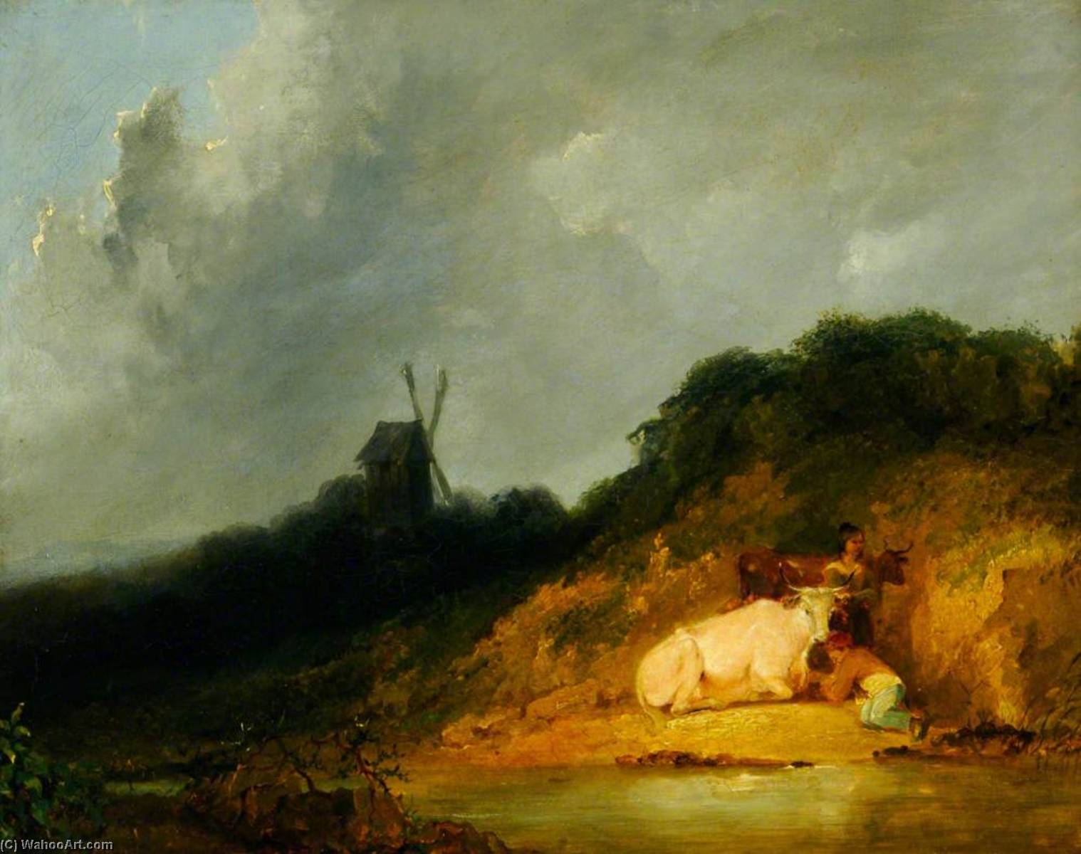 Wikioo.org - The Encyclopedia of Fine Arts - Painting, Artwork by Henry Thomas Dawson - Cattle Sheltering