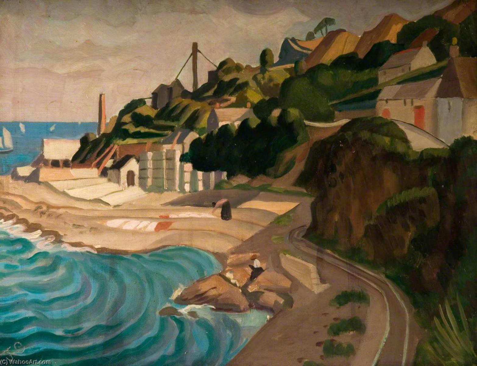 Wikioo.org - The Encyclopedia of Fine Arts - Painting, Artwork by John Currie - Newlyn, Looking towards Mousehole