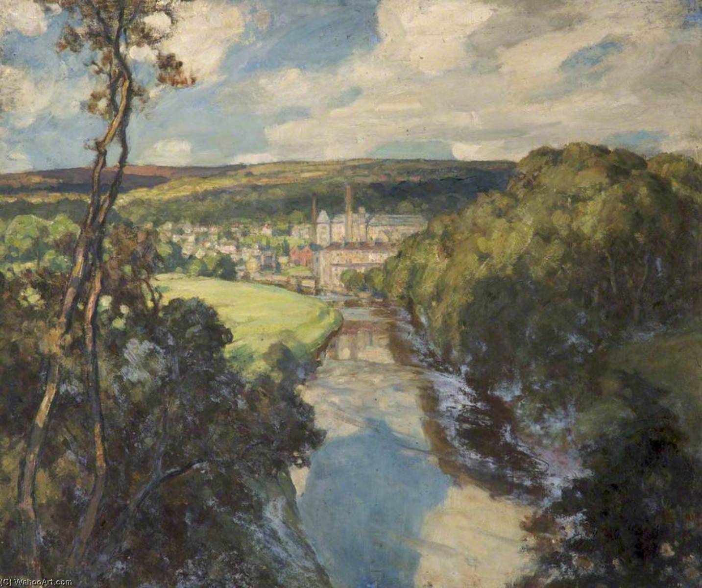 Wikioo.org - The Encyclopedia of Fine Arts - Painting, Artwork by Fred Stead - River at Bingley, Yorkshire