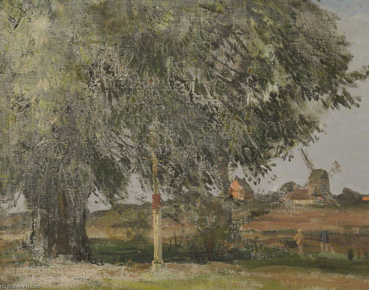 Wikioo.org - The Encyclopedia of Fine Arts - Painting, Artwork by Albert Ernest Bottomley - Landscape with a Windmill (verso)