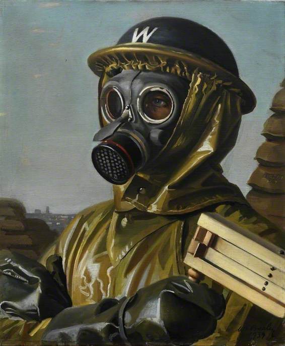 Wikioo.org - The Encyclopedia of Fine Arts - Painting, Artwork by William Ramsden Brealey - Gas Mask