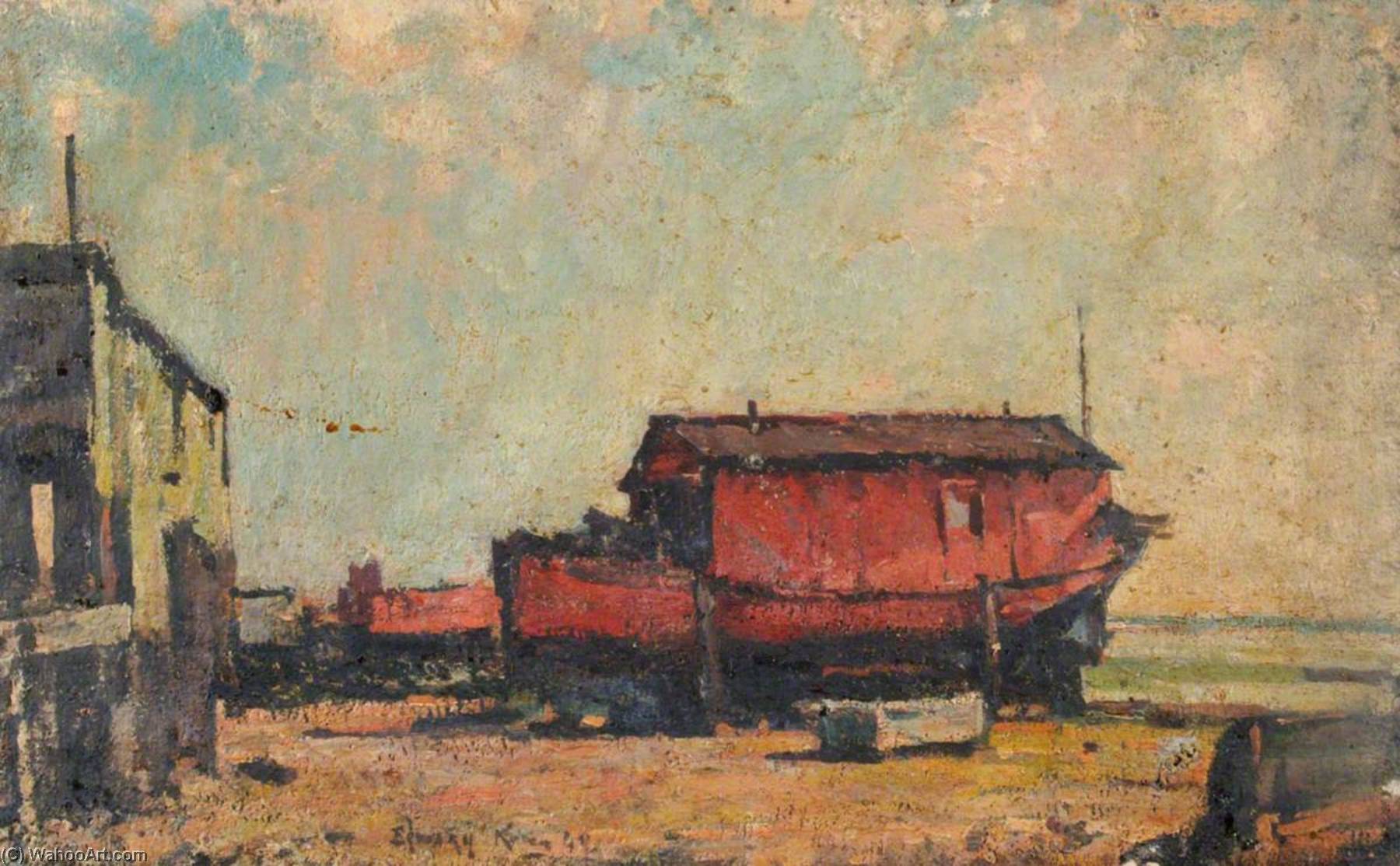 Wikioo.org - The Encyclopedia of Fine Arts - Painting, Artwork by Edward Robert King - Houseboats at Milton, No.18