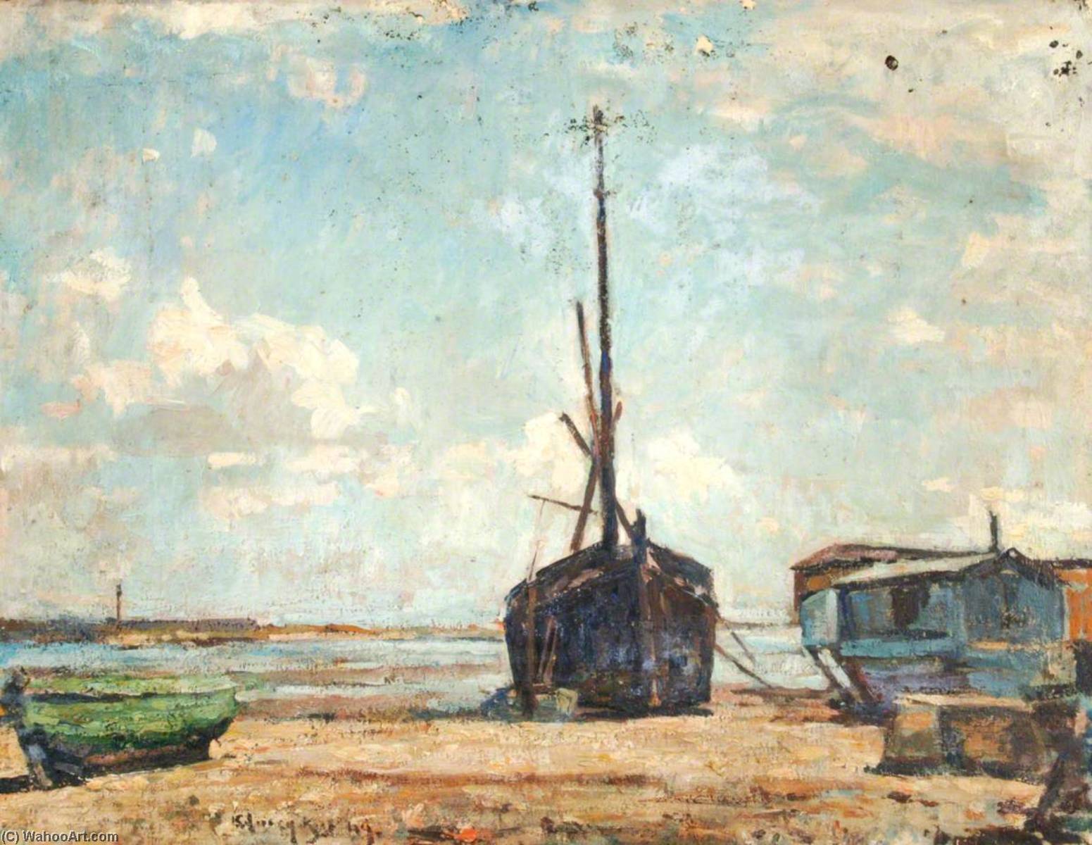 Wikioo.org - The Encyclopedia of Fine Arts - Painting, Artwork by Edward Robert King - Houseboats at Milton, No.4