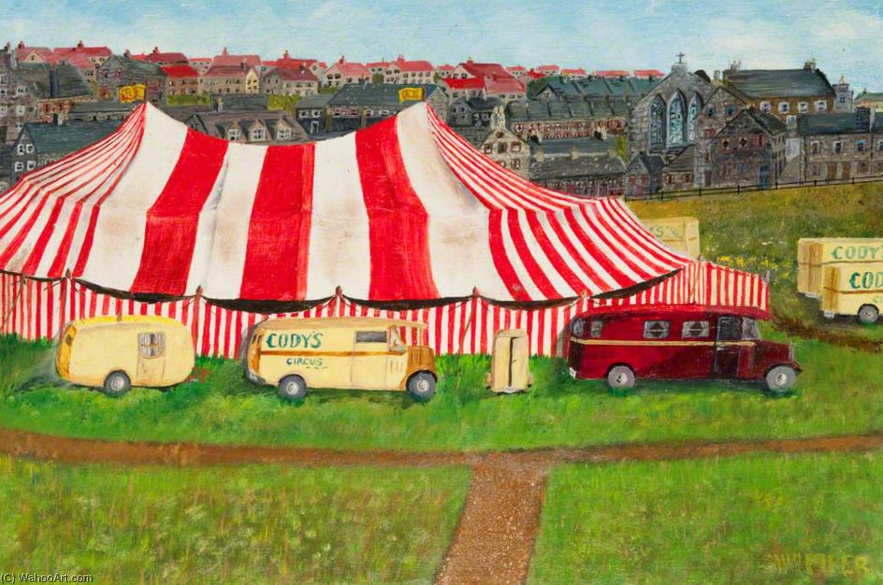 Wikioo.org - The Encyclopedia of Fine Arts - Painting, Artwork by William Piper - Circus Comes to Town, The Haugh, Kilsyth