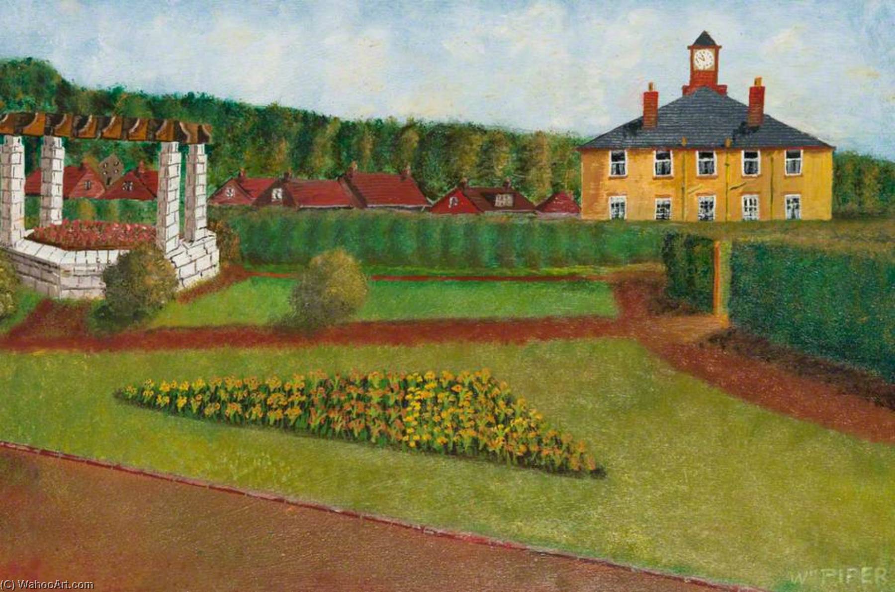 Wikioo.org - The Encyclopedia of Fine Arts - Painting, Artwork by William Piper - Miners' Welfare Park and Fountain, Kilsyth