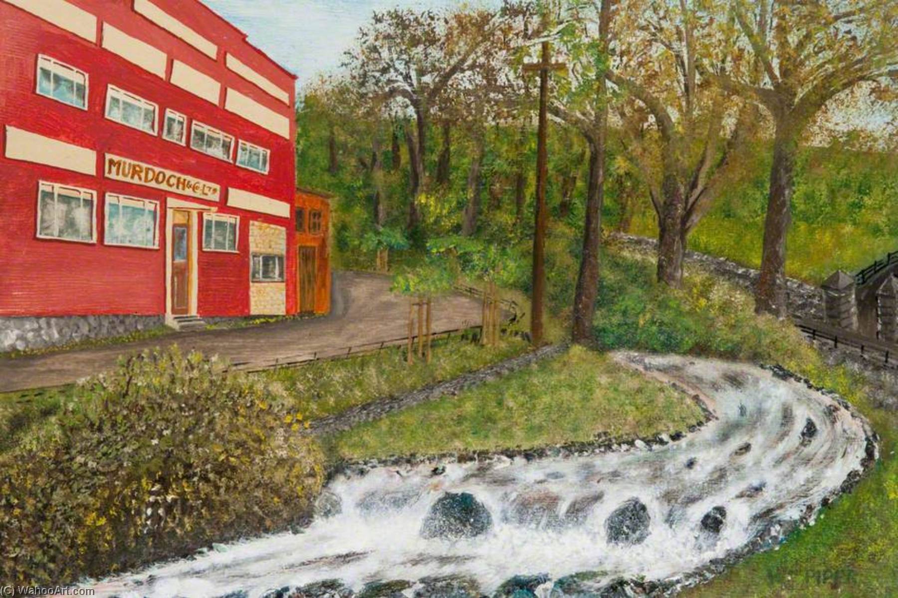Wikioo.org - The Encyclopedia of Fine Arts - Painting, Artwork by William Piper - Murdoch's Factory and Garrell Burn, Kilsyth
