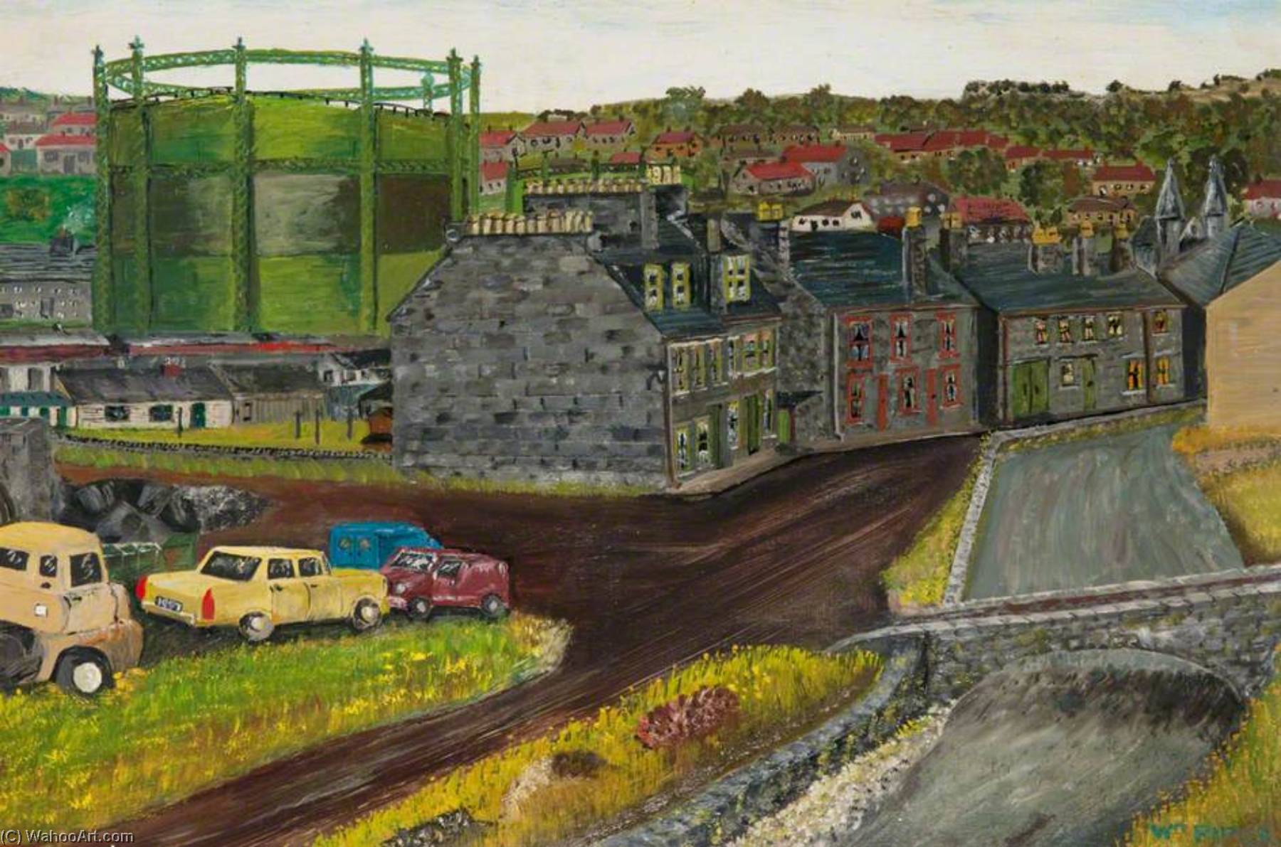 Wikioo.org - The Encyclopedia of Fine Arts - Painting, Artwork by William Piper - West Burnside Street and Gasworks