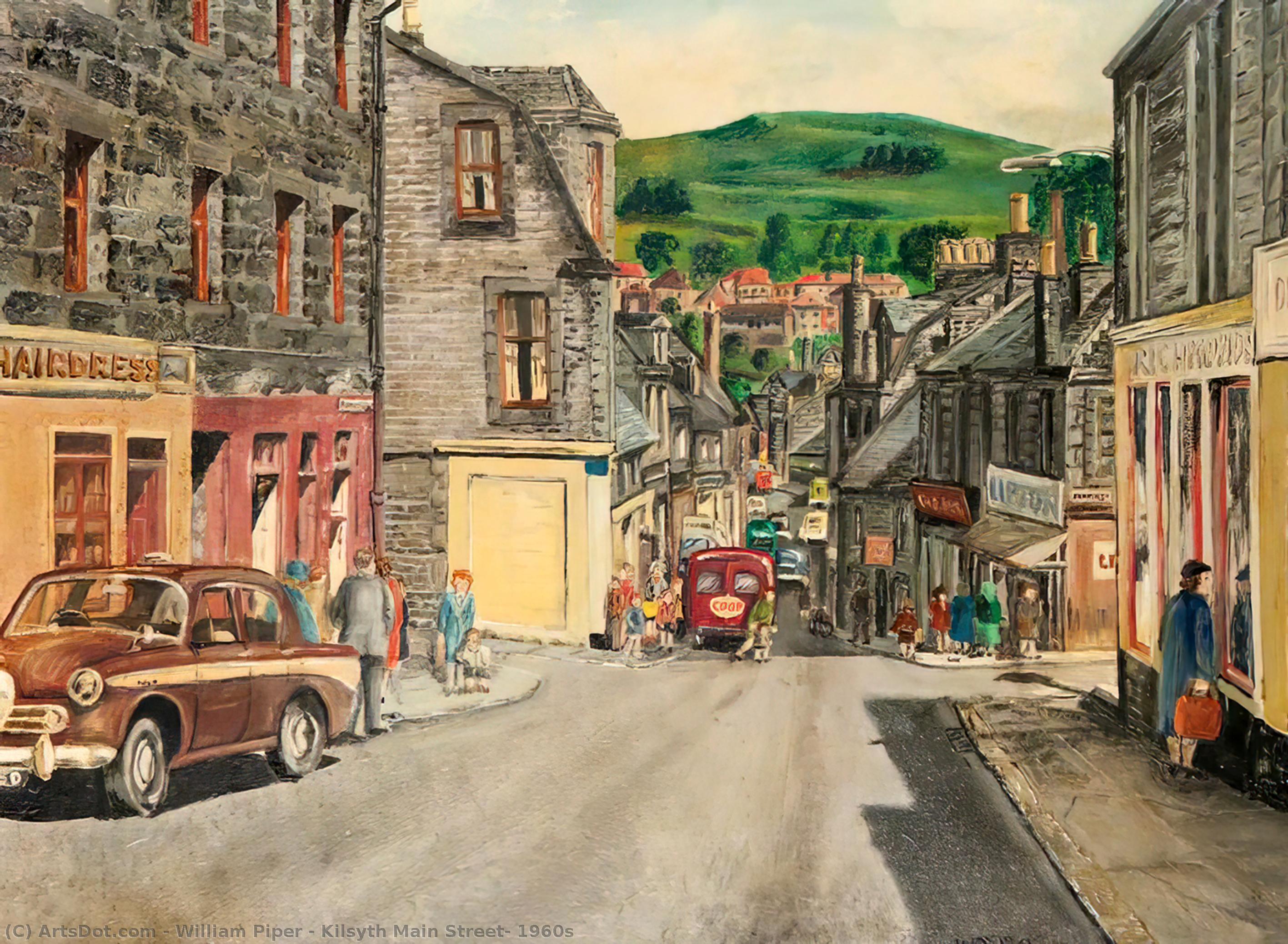 Wikioo.org - The Encyclopedia of Fine Arts - Painting, Artwork by William Piper - Kilsyth Main Street, 1960s