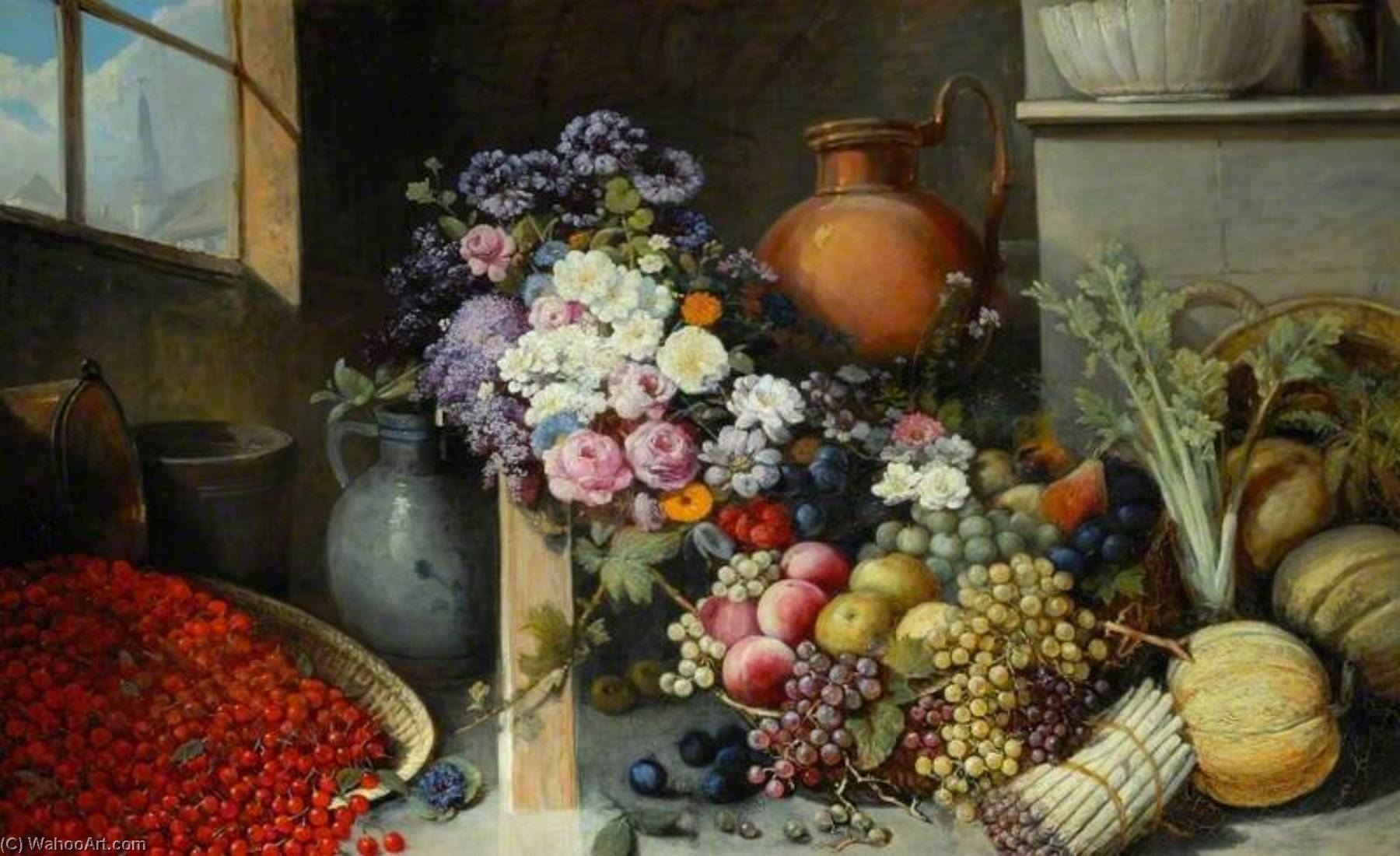 Wikioo.org - The Encyclopedia of Fine Arts - Painting, Artwork by Joséphine Bowes - Fruit, Flowers and Vegetables