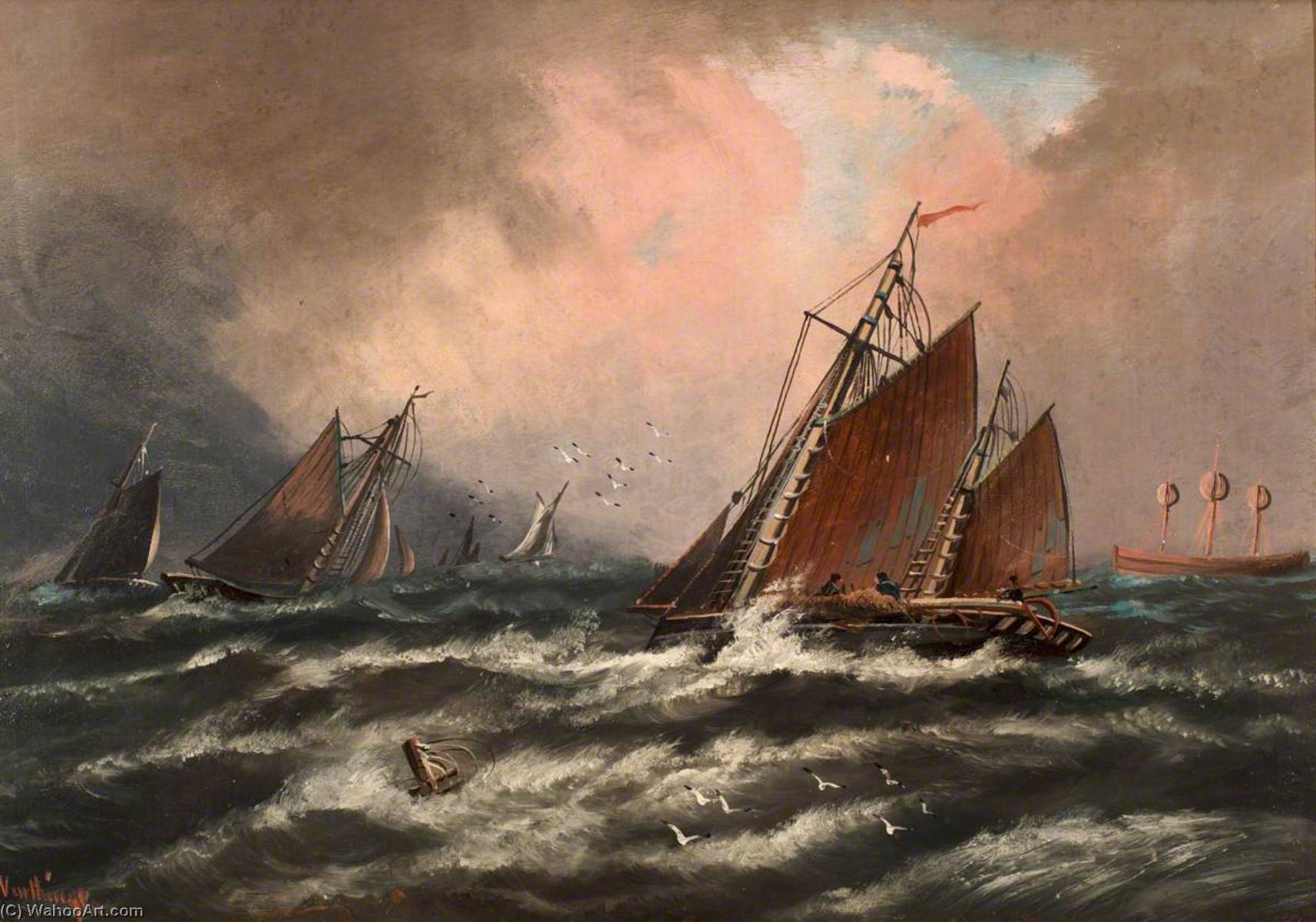 Wikioo.org - The Encyclopedia of Fine Arts - Painting, Artwork by Alfred Worthington - Seascape, Aberystwyth
