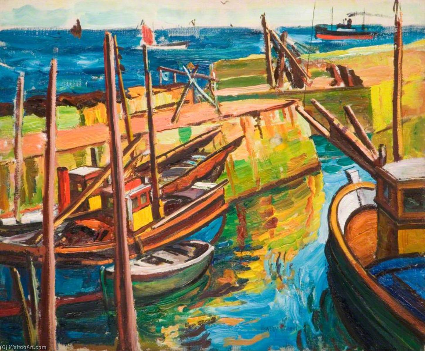 Wikioo.org - The Encyclopedia of Fine Arts - Painting, Artwork by Rowley Smart - Mousehole, the Harbour