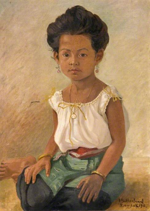 Wikioo.org - The Encyclopedia of Fine Arts - Painting, Artwork by Agnes Sutherland - Portrait of a Laos Girl