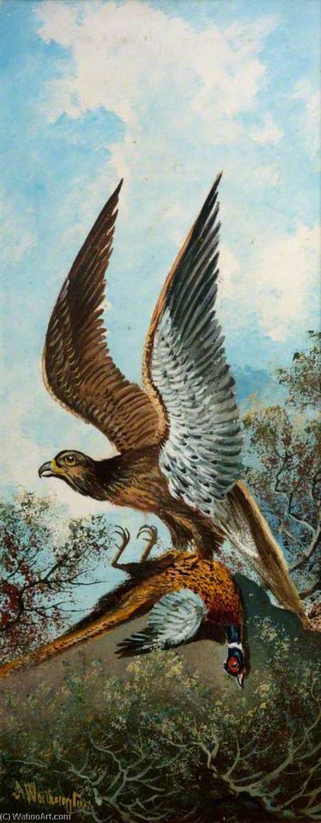 Wikioo.org - The Encyclopedia of Fine Arts - Painting, Artwork by Alfred Worthington - Eagle with Pheasant