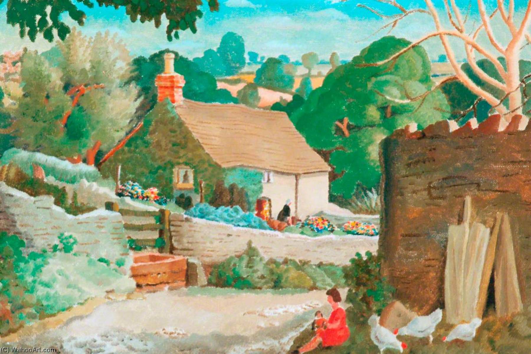 Wikioo.org - The Encyclopedia of Fine Arts - Painting, Artwork by Thomas Saunders Nash - Cottage at Frampton, Mansel
