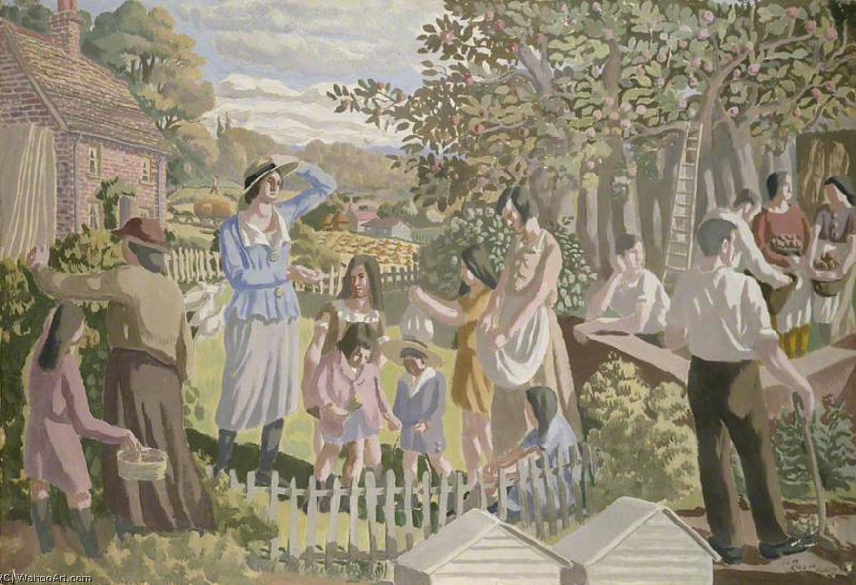 Wikioo.org - The Encyclopedia of Fine Arts - Painting, Artwork by Thomas Saunders Nash - In the Orchard (The Apple Pickers)
