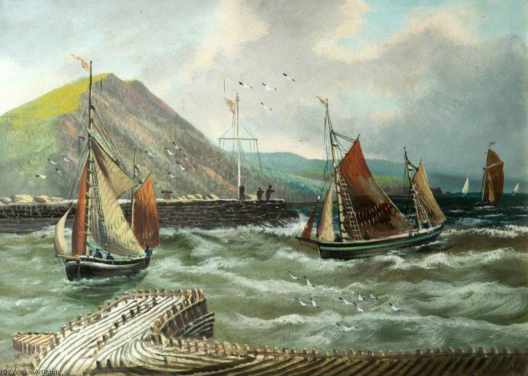Wikioo.org - The Encyclopedia of Fine Arts - Painting, Artwork by Alfred Worthington - Harbour Mouth, Aberystwyth