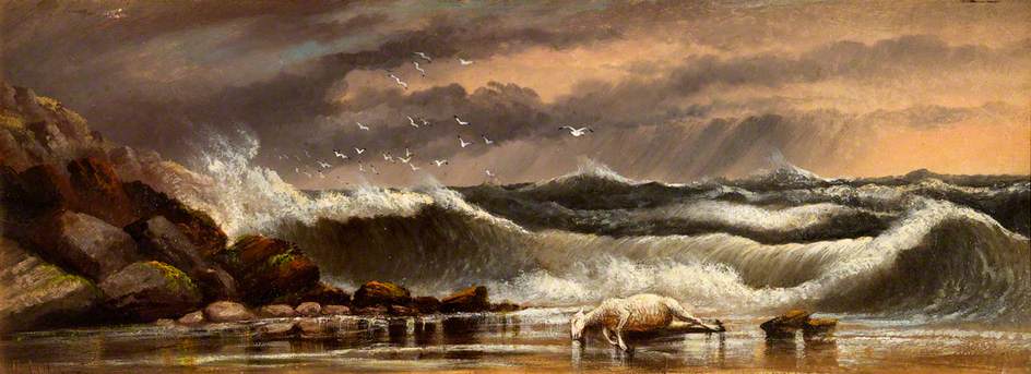 Wikioo.org - The Encyclopedia of Fine Arts - Painting, Artwork by Alfred Worthington - Dead Sheep on Aberystwyth Beach