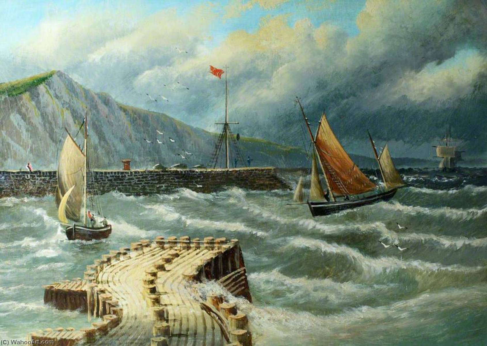 Wikioo.org - The Encyclopedia of Fine Arts - Painting, Artwork by Alfred Worthington - Aberystwyth Harbour