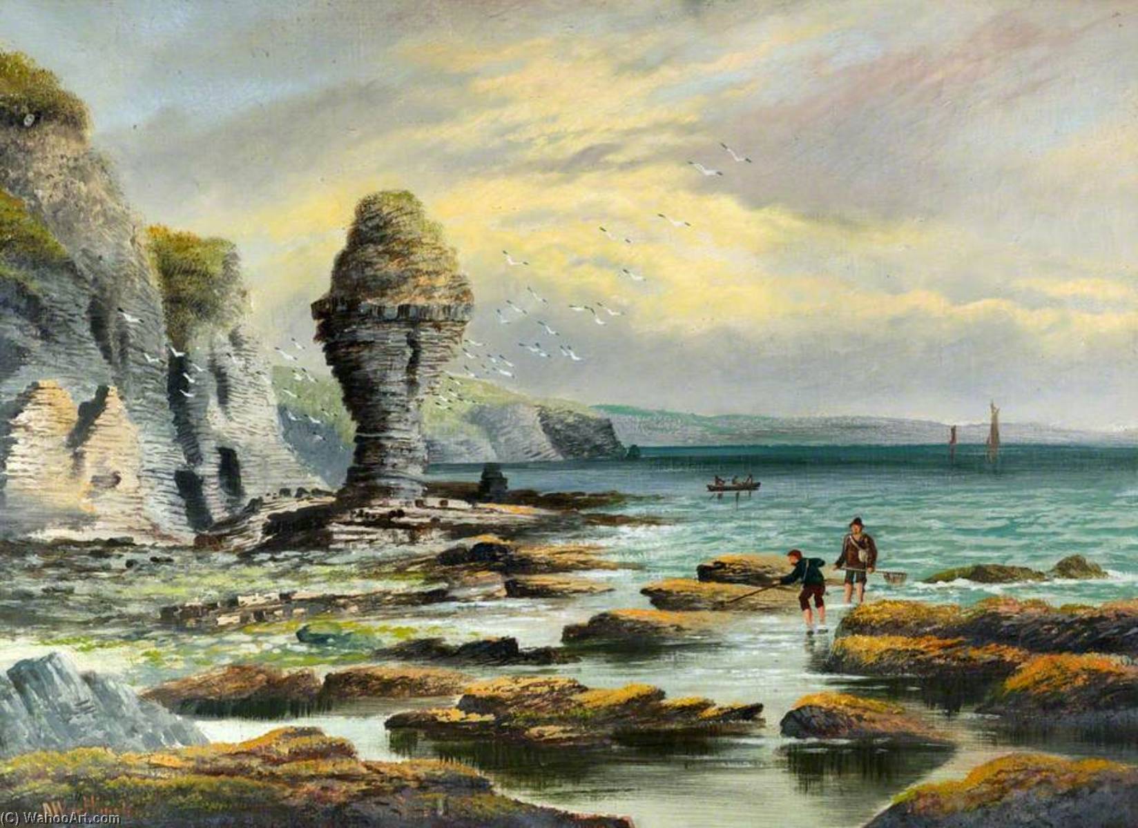 Wikioo.org - The Encyclopedia of Fine Arts - Painting, Artwork by Alfred Worthington - Egg Rock, Aberystwyth
