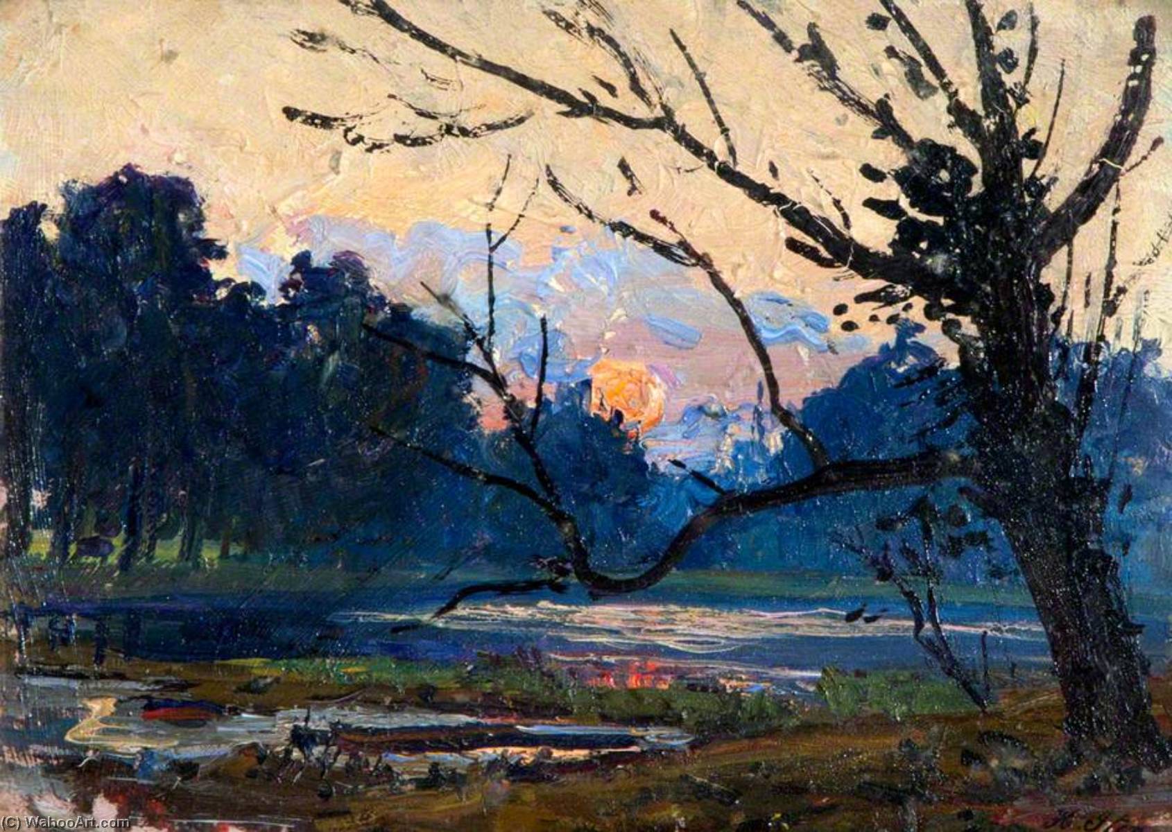 Wikioo.org - The Encyclopedia of Fine Arts - Painting, Artwork by Hans Iten - Sunset, Belvoir Park