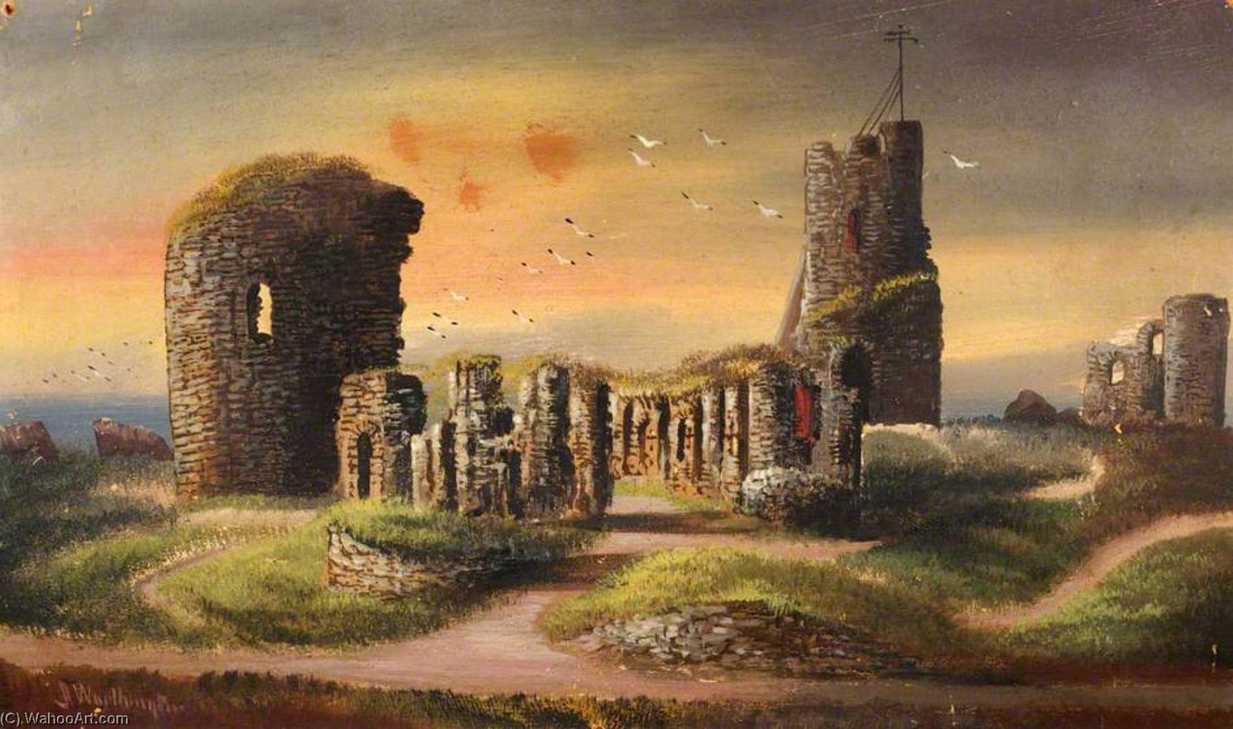 Wikioo.org - The Encyclopedia of Fine Arts - Painting, Artwork by Alfred Worthington - Aberystwyth Castle