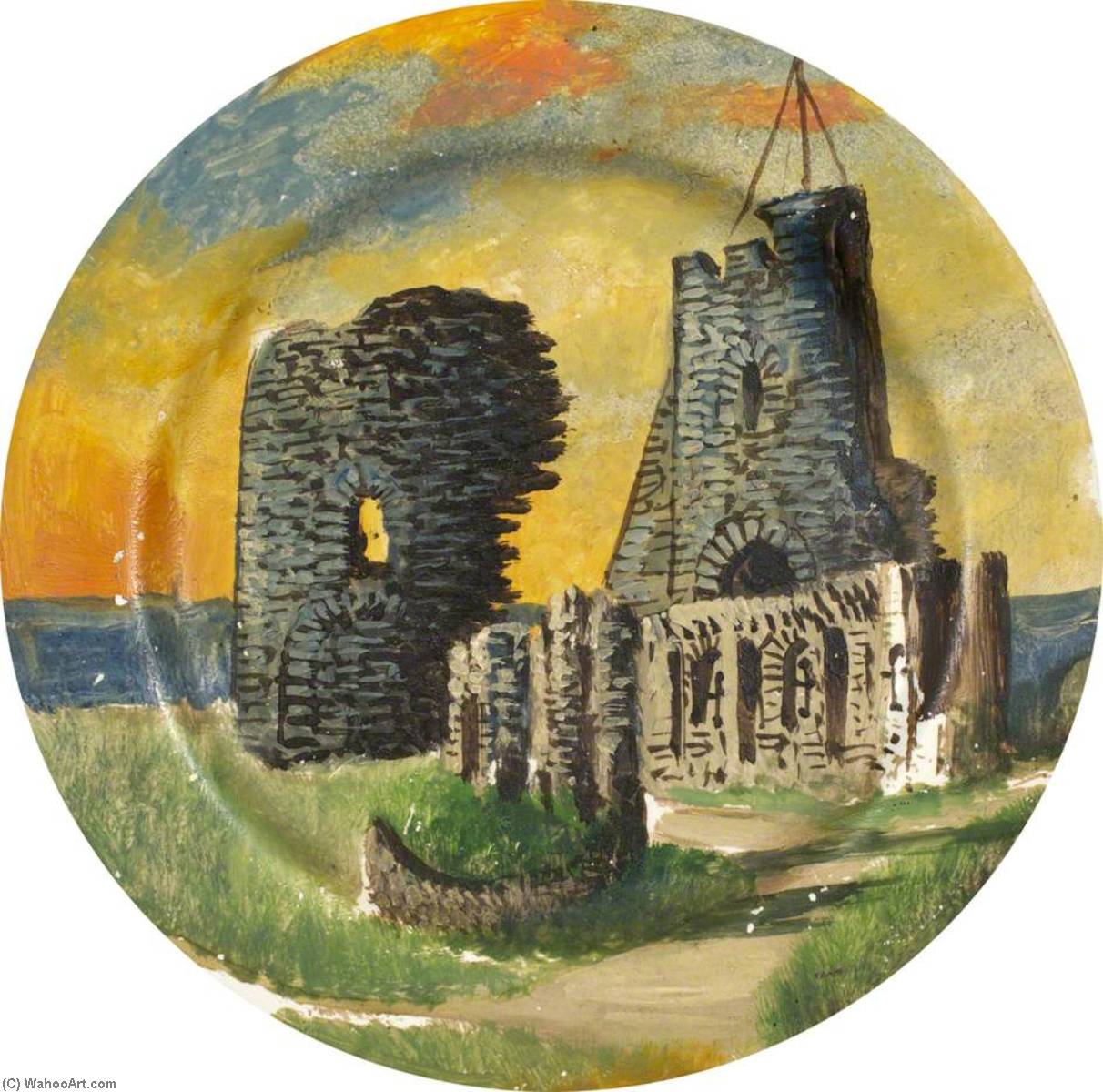 Wikioo.org - The Encyclopedia of Fine Arts - Painting, Artwork by Alfred Worthington - Aberystwyth Castle (finger plate)