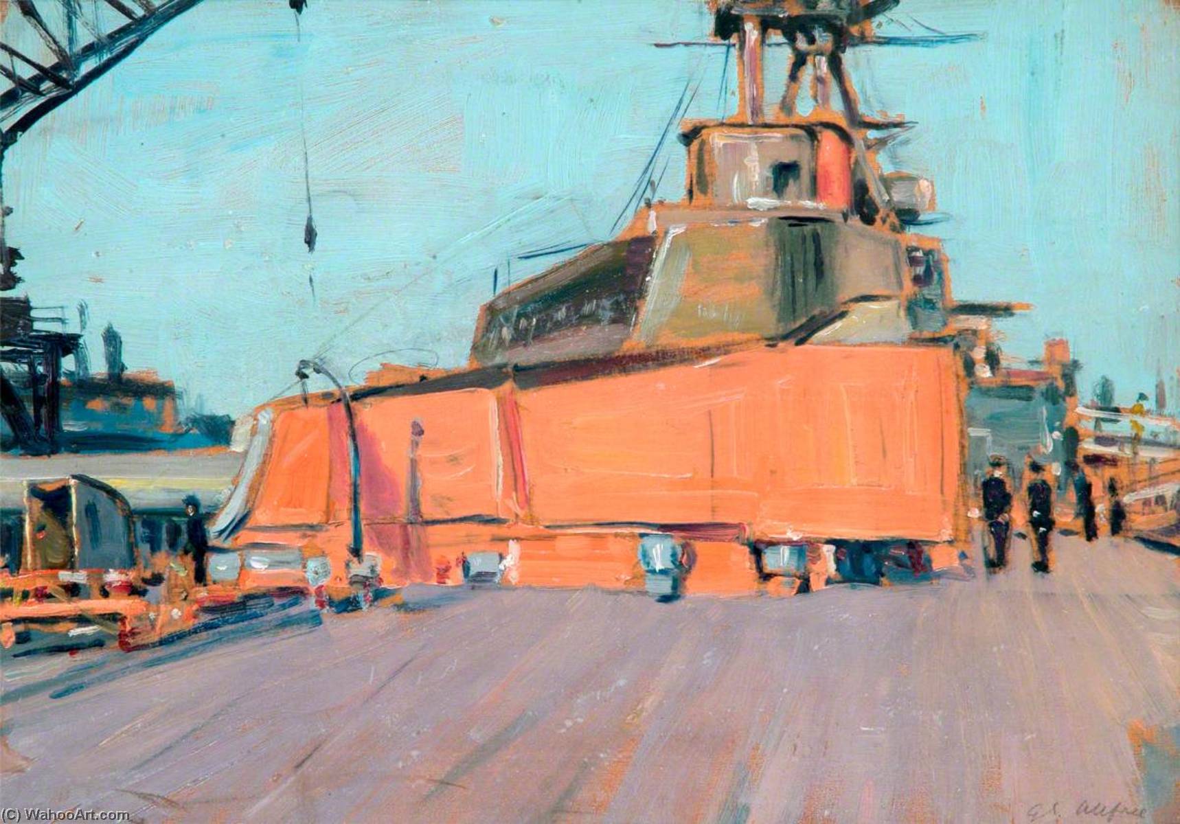 Wikioo.org - The Encyclopedia of Fine Arts - Painting, Artwork by Geoffrey Stephen Allfree - The Quarter Deck of a Battleship