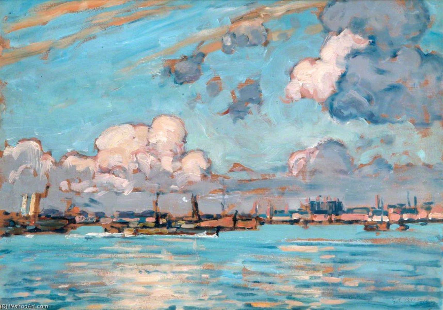 Wikioo.org - The Encyclopedia of Fine Arts - Painting, Artwork by Geoffrey Stephen Allfree - A Sketch in Portsmouth Harbour