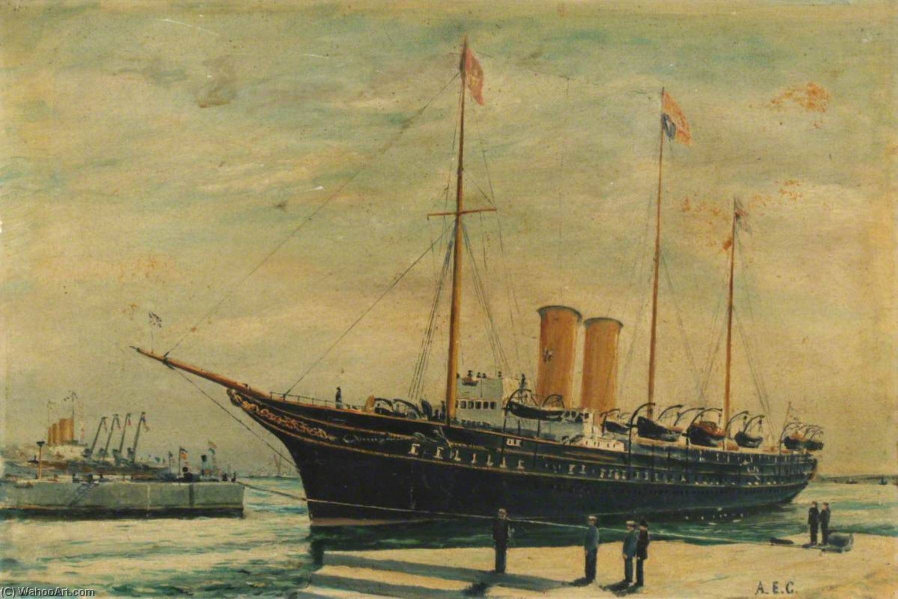Wikioo.org - The Encyclopedia of Fine Arts - Painting, Artwork by Arthur Cozens - 'HMY Victoria Albert' Entering King George V Dock, Southampton