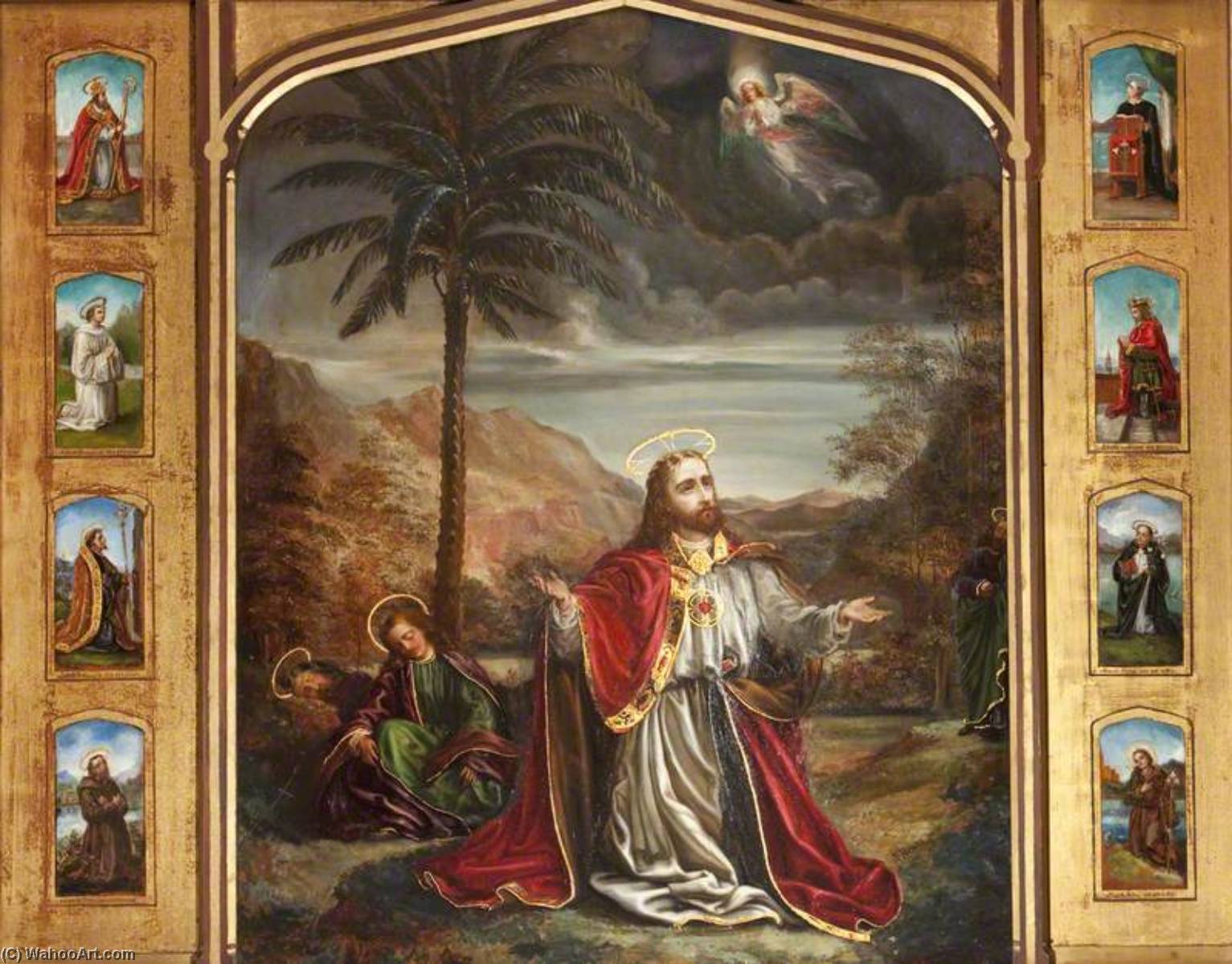 WikiOO.org - Enciclopedia of Fine Arts - Pictura, lucrări de artă Rebecca Dulcibella Orpen - Christ in the Garden of Gethsemane Surrounded by Eight Figures of Saints