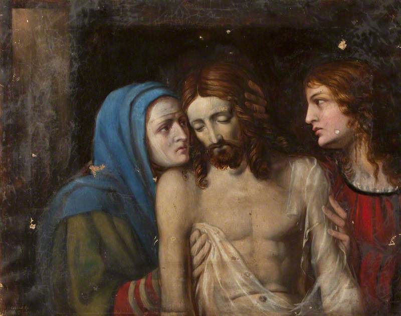 Wikioo.org - The Encyclopedia of Fine Arts - Painting, Artwork by Rebecca Dulcibella Orpen - Christ with the Virgin Mary and Saint John the Evangelist