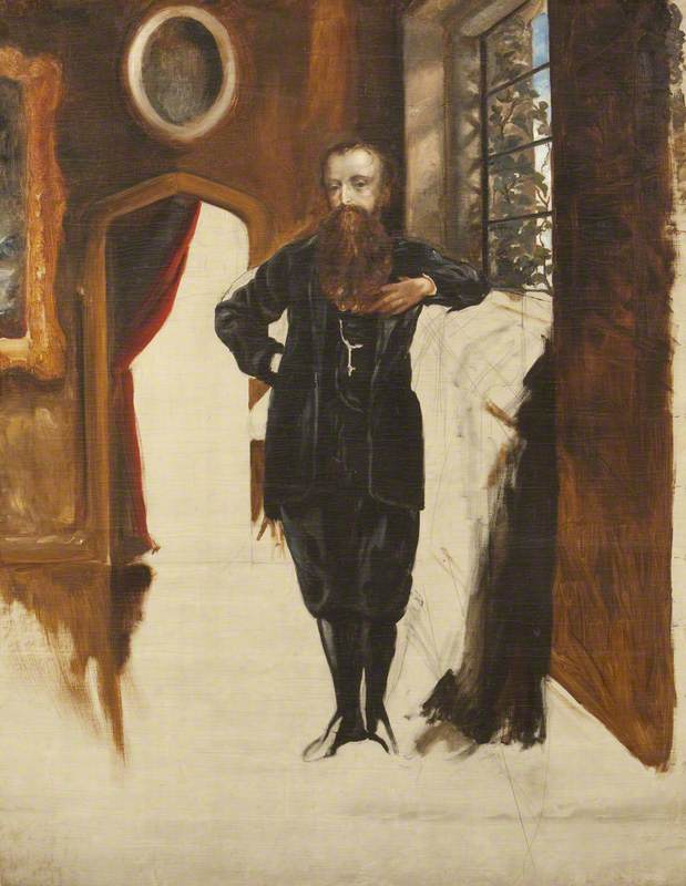 WikiOO.org - Εγκυκλοπαίδεια Καλών Τεχνών - Ζωγραφική, έργα τέχνης Rebecca Dulcibella Orpen - Edward Heneage Dering (1826–1892), Standing in an Interior at Baddesley Clinton