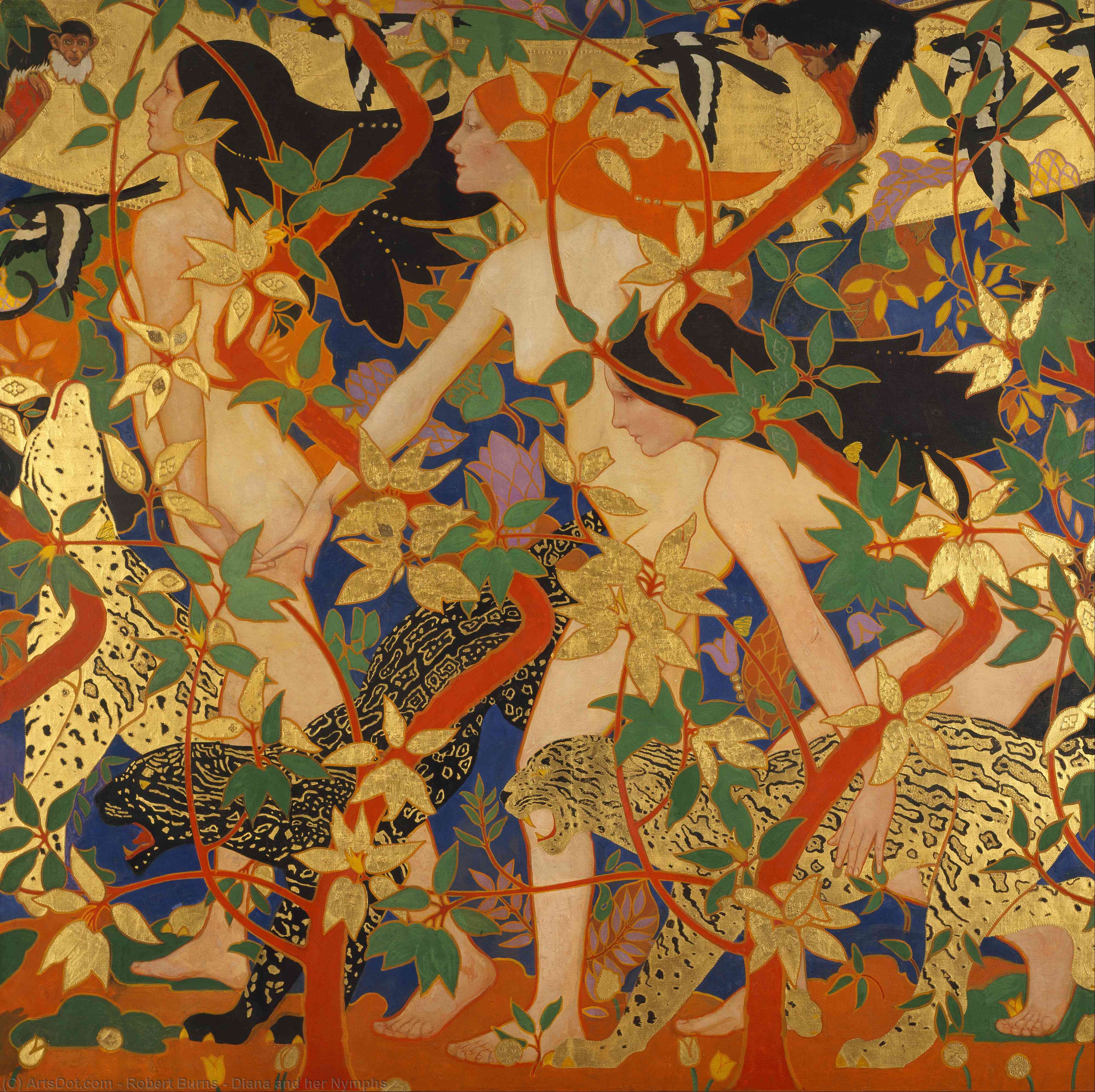 WikiOO.org - אנציקלופדיה לאמנויות יפות - ציור, יצירות אמנות Robert Burns - Diana and her Nymphs