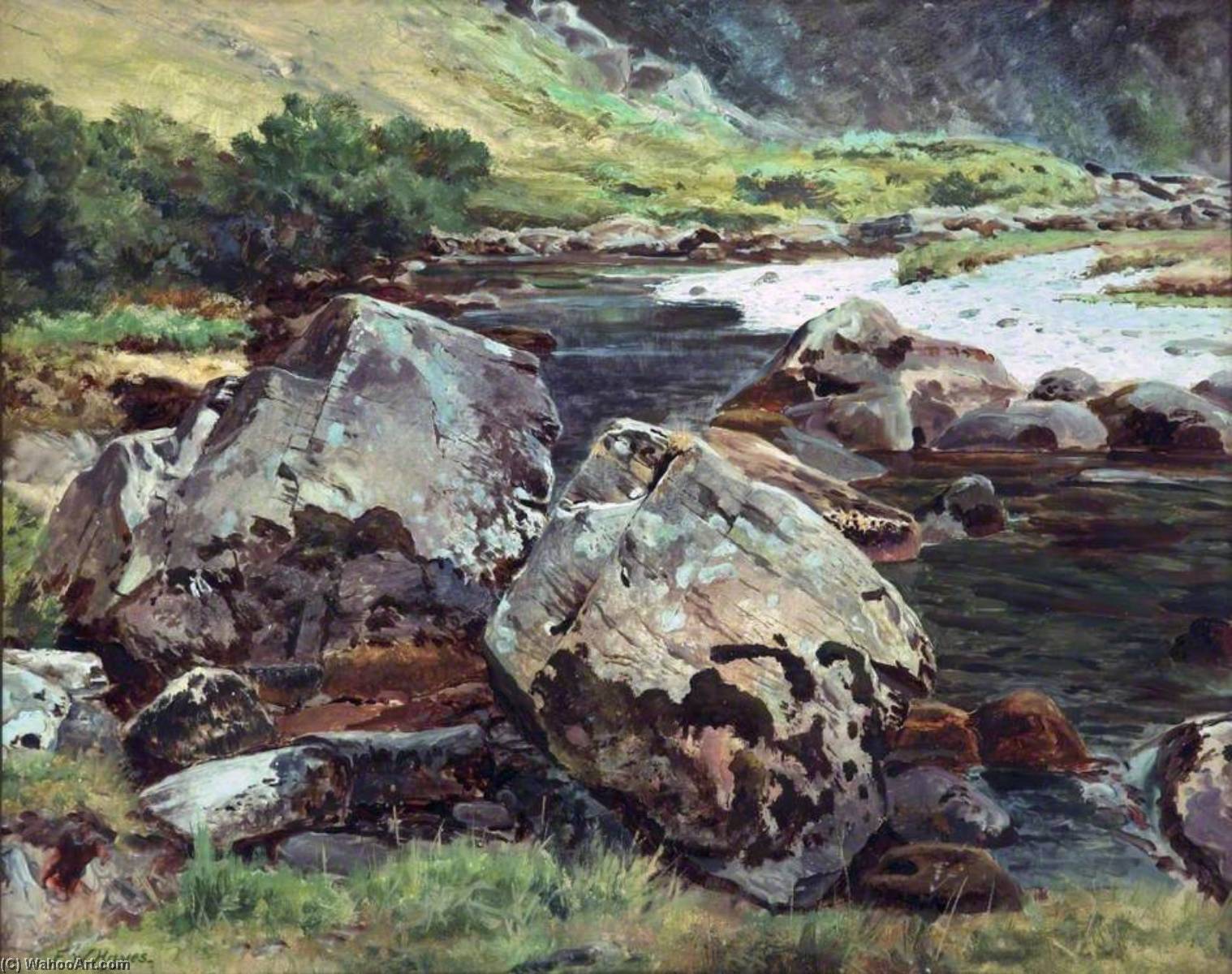 Wikioo.org - The Encyclopedia of Fine Arts - Painting, Artwork by Frederick William Hayes - Boulders near Aberglaslyn