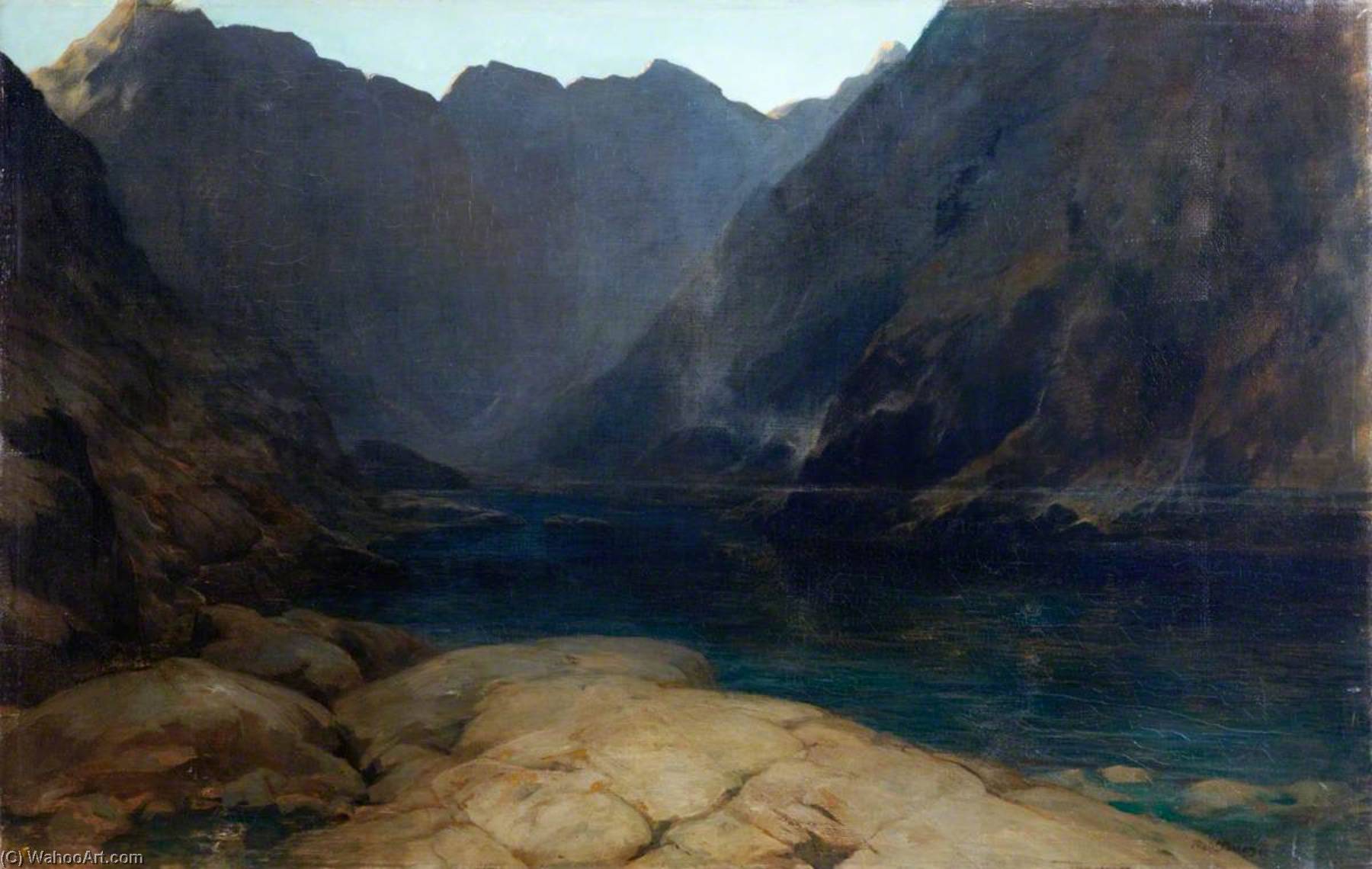 Wikioo.org - The Encyclopedia of Fine Arts - Painting, Artwork by Robert Burns - The Valley of the Shadow, Loch Coruisk