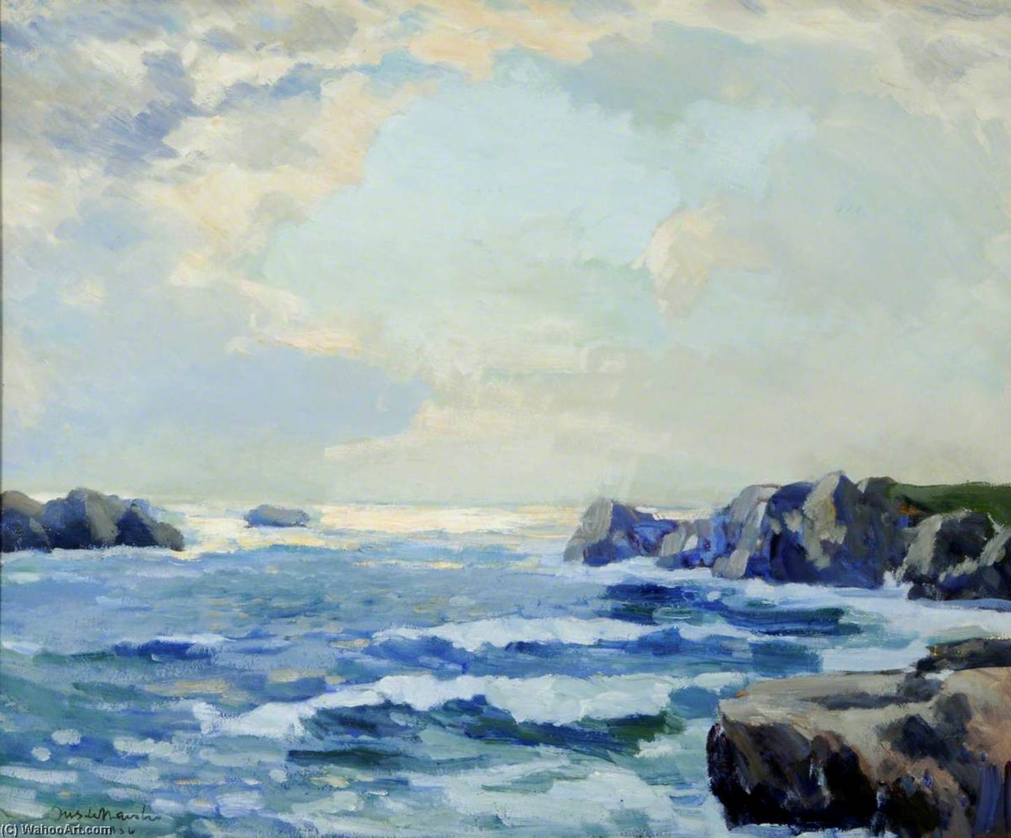 Wikioo.org - The Encyclopedia of Fine Arts - Painting, Artwork by Francis William Synge Le Maistre - Seascape and Rocks