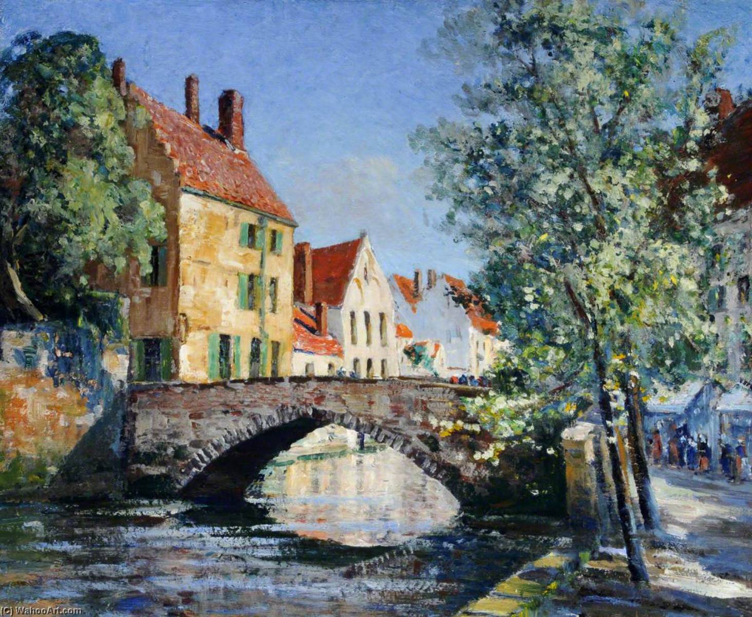 Wikioo.org - The Encyclopedia of Fine Arts - Painting, Artwork by Francis William Synge Le Maistre - Bridge over a Canal, Bruges