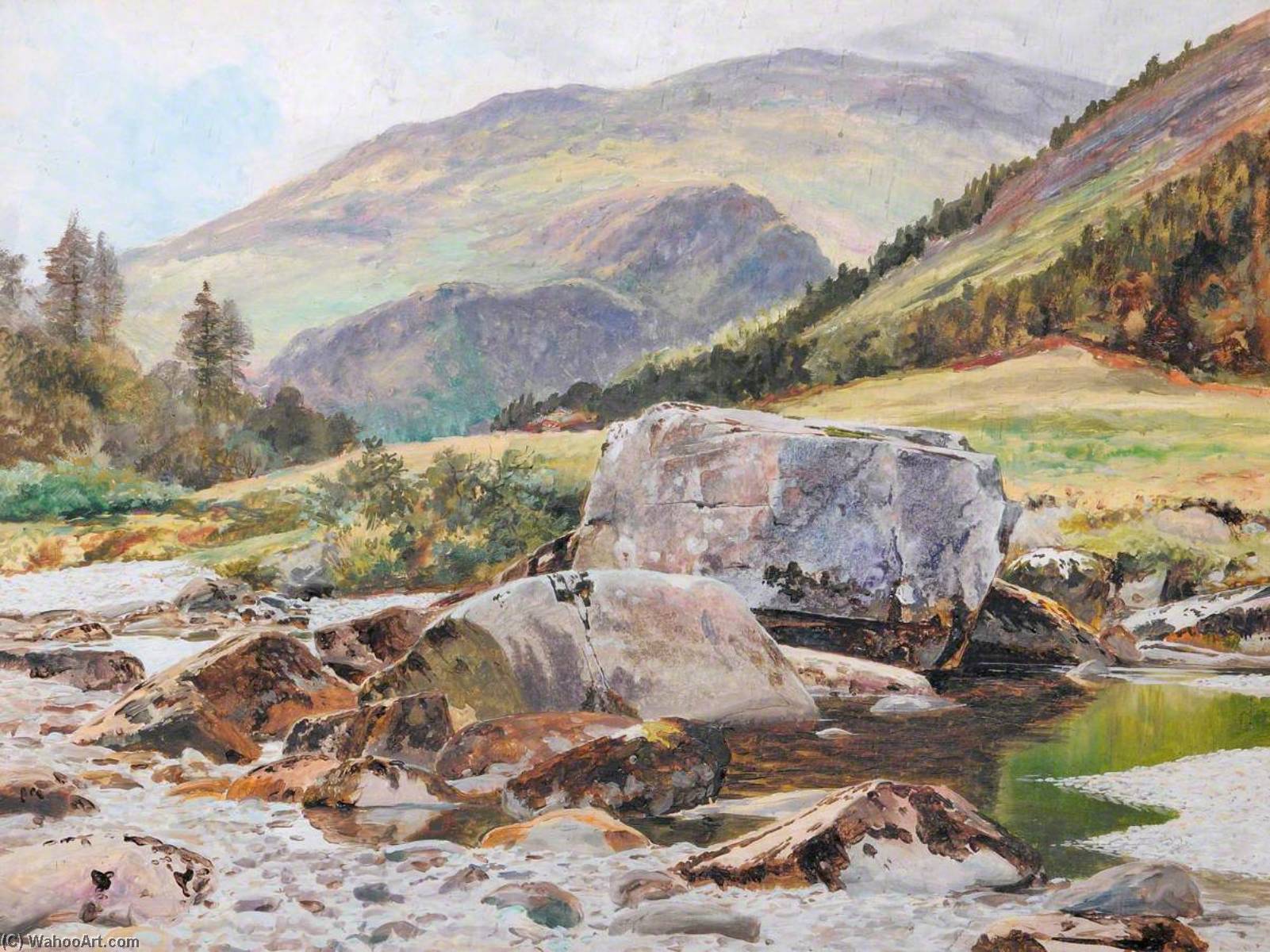 Wikioo.org - The Encyclopedia of Fine Arts - Painting, Artwork by Frederick William Hayes - Rocks on the Glaslyn River