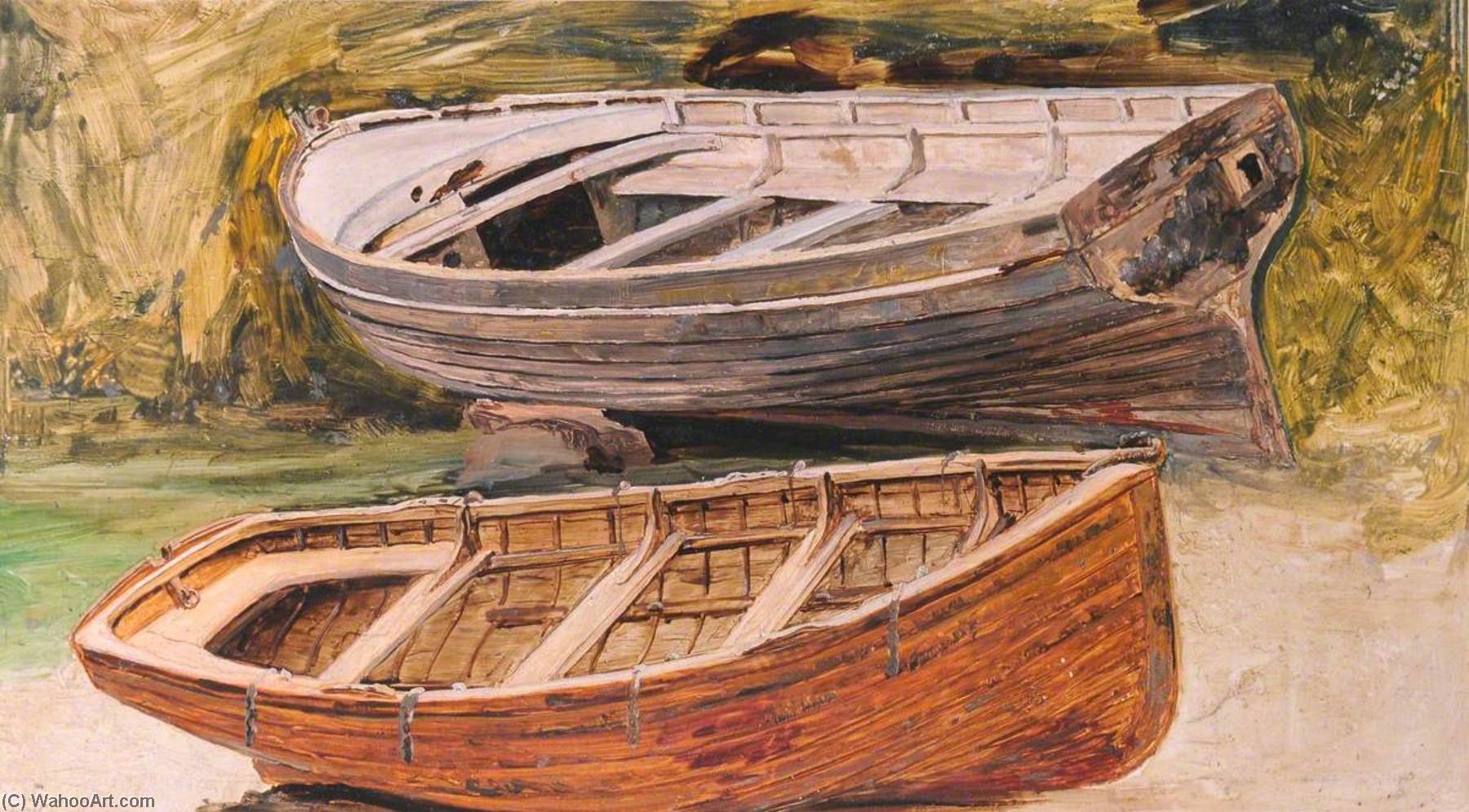 Wikioo.org - The Encyclopedia of Fine Arts - Painting, Artwork by Frederick William Hayes - Boats at Caernarvon