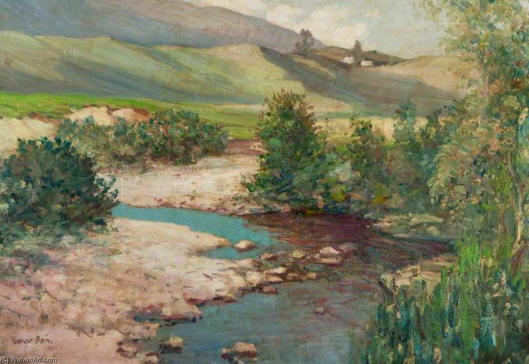 Wikioo.org - The Encyclopedia of Fine Arts - Painting, Artwork by George Bain - The Bend in the Burn