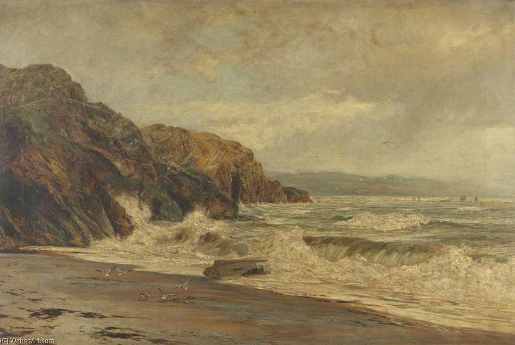 Wikioo.org - The Encyclopedia of Fine Arts - Painting, Artwork by Frederick William Hayes - By the Sad Sea Waves