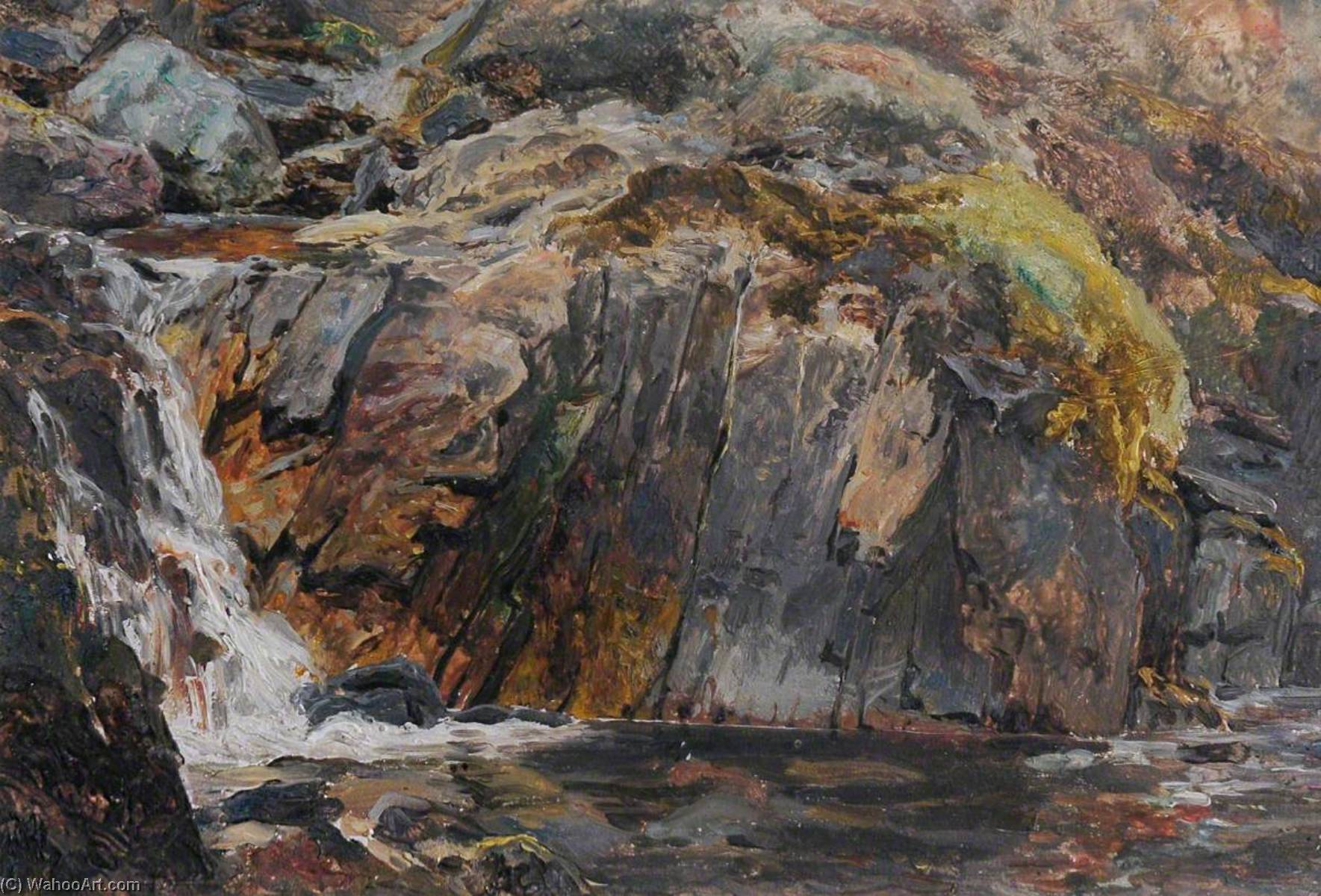 Wikioo.org - The Encyclopedia of Fine Arts - Painting, Artwork by Frederick William Hayes - A Waterfall
