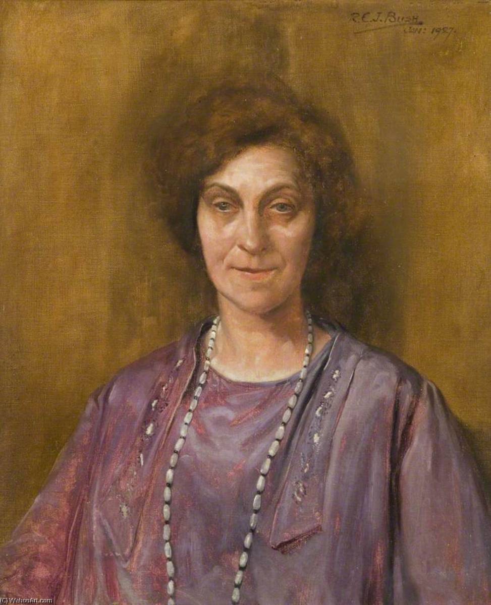 Wikioo.org - The Encyclopedia of Fine Arts - Painting, Artwork by Reginald Edgar James Bush - Miss Emily Ada Peters, Long Serving Employee of the Wills Company