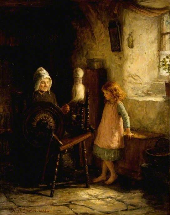 Wikioo.org - The Encyclopedia of Fine Arts - Painting, Artwork by Hugh Cameron Wilson - The Spinning Lesson