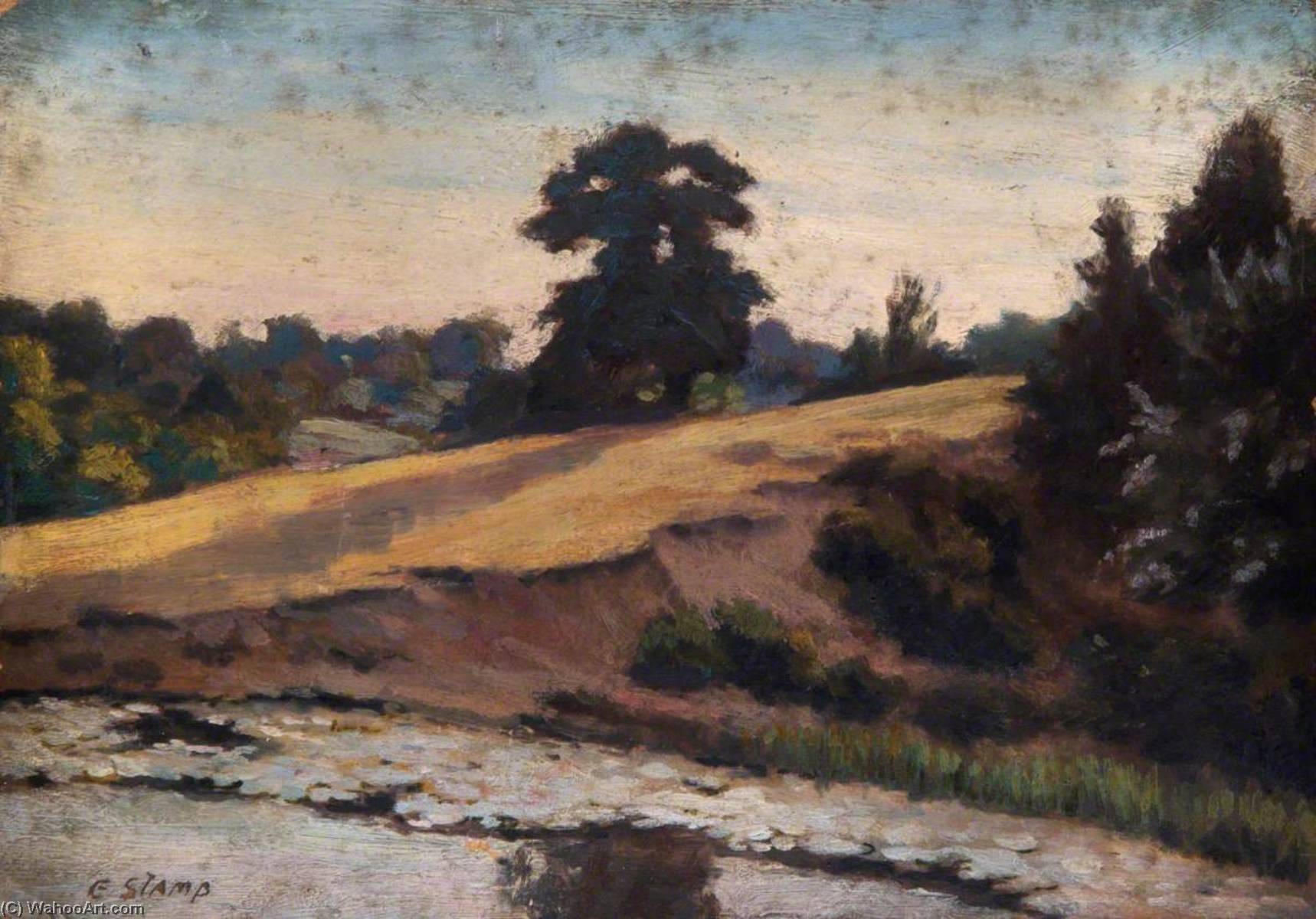 Wikioo.org - The Encyclopedia of Fine Arts - Painting, Artwork by Ernest Stamp - Viaduct Pond, Looking West, Hampstead, July