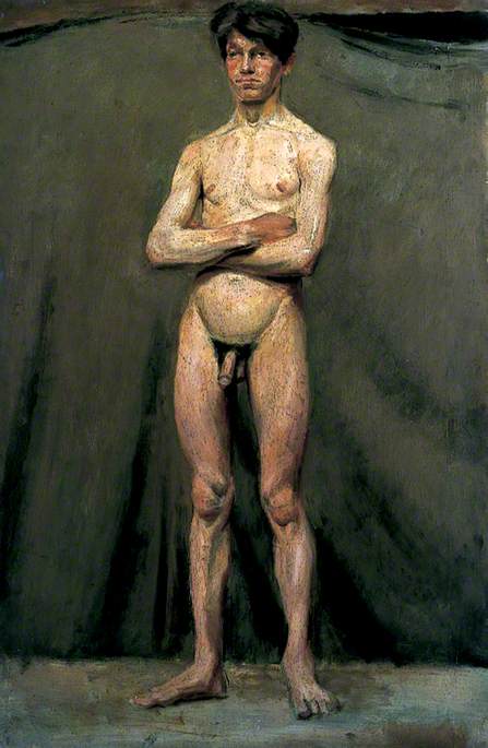 Wikioo.org - The Encyclopedia of Fine Arts - Painting, Artwork by Neville Lewis - Male Figure Standing with Arms Folded