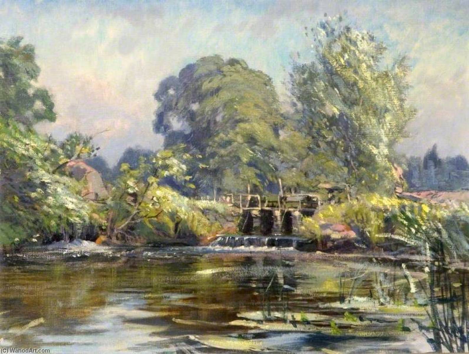Wikioo.org - The Encyclopedia of Fine Arts - Painting, Artwork by Percival Arthur Wise - Mill Pond, Wimborne, Dorset